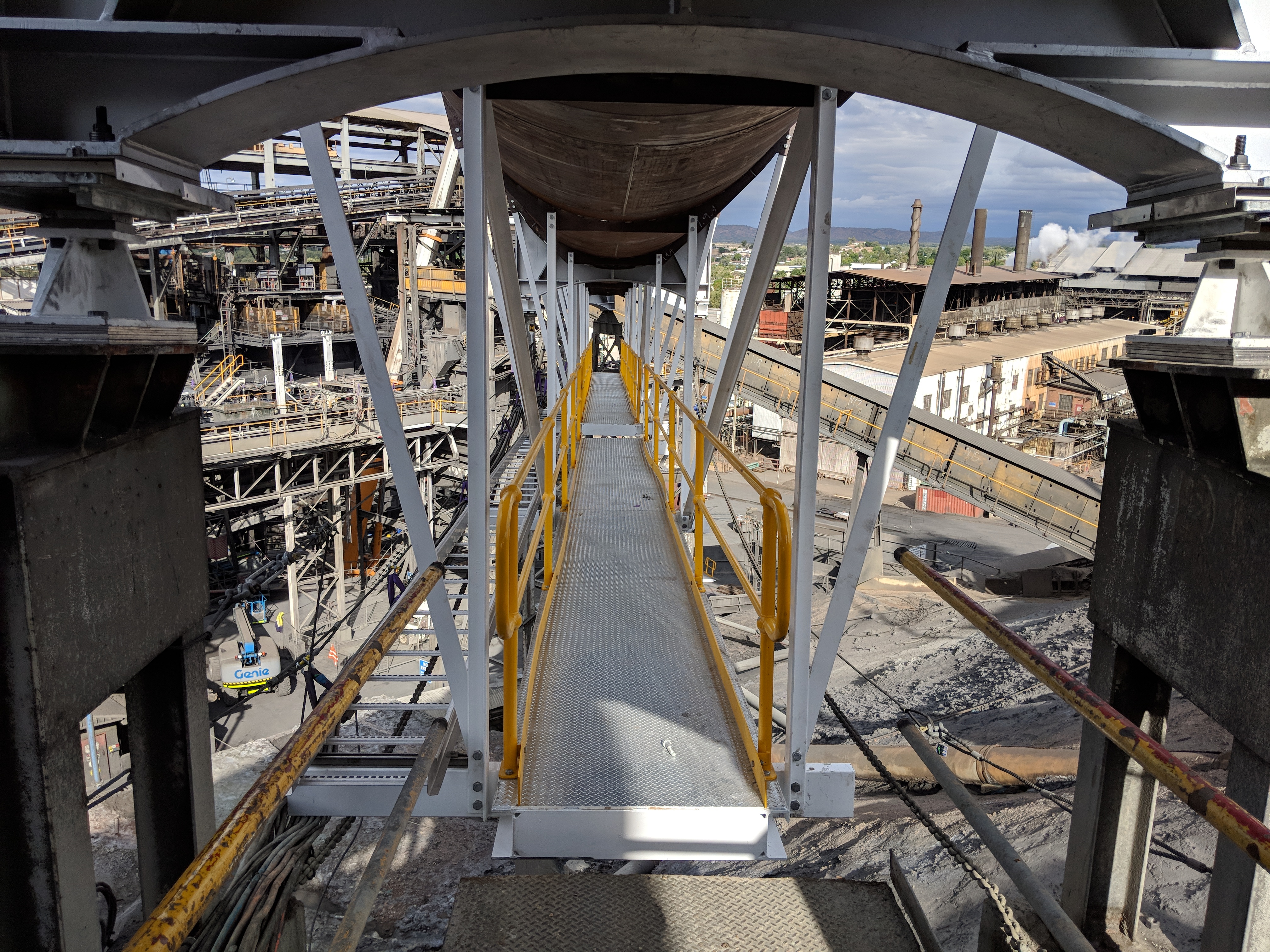 New access walkway along rotary kiln structure