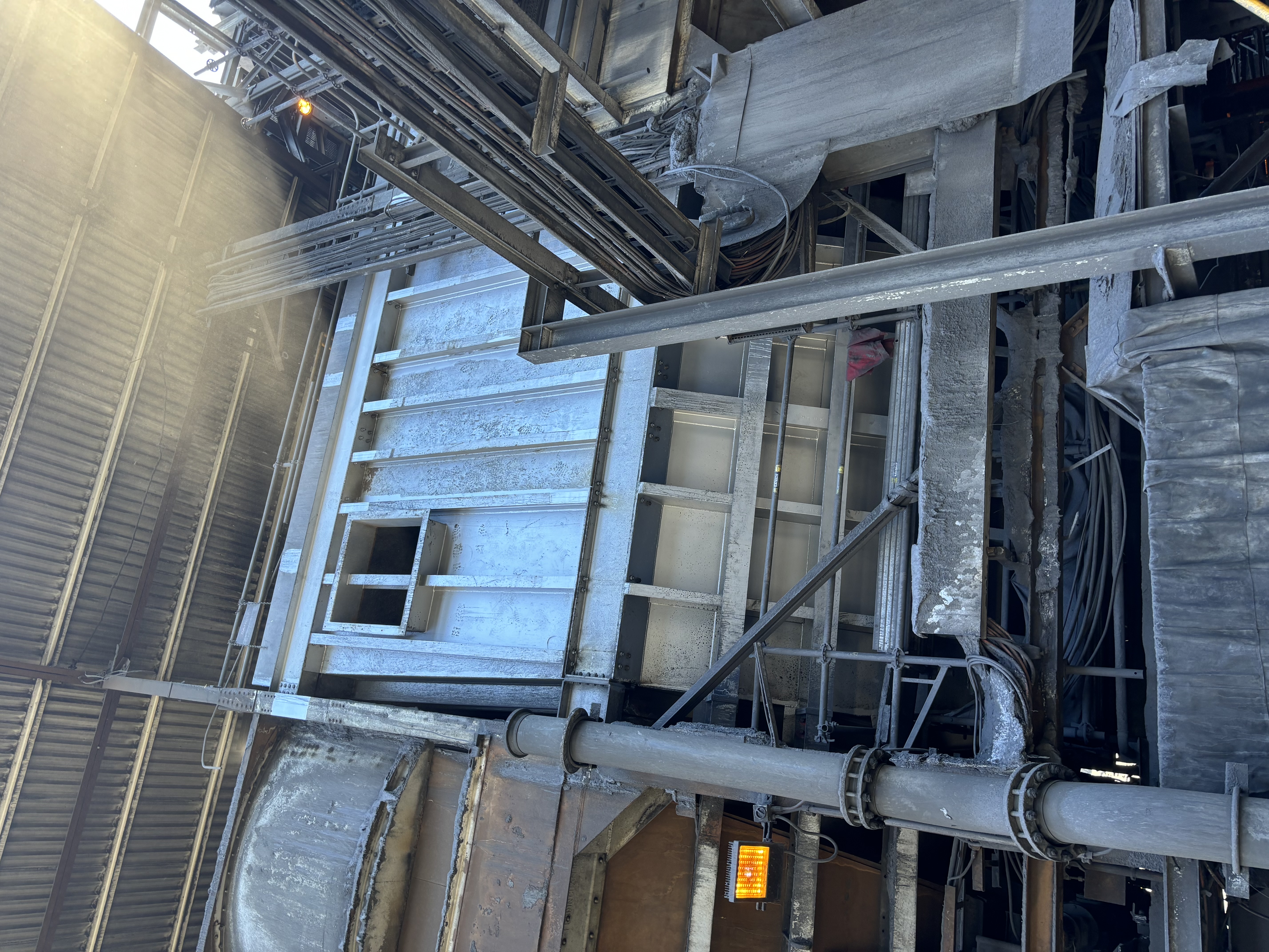 Coke bin installed inside heavy industrial plant